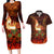 Samoa Siva Afi Festival Couples Matching Long Sleeve Bodycon Dress and Hawaiian Shirt Fire Knife Dancing LT05 Green - Polynesian Pride