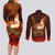 Samoa Siva Afi Festival Couples Matching Long Sleeve Bodycon Dress and Long Sleeve Button Shirt Fire Knife Dancing LT05 - Polynesian Pride