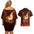 Samoa Siva Afi Festival Couples Matching Off Shoulder Short Dress and Hawaiian Shirt Fire Knife Dancing LT05 - Polynesian Pride