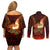 Samoa Siva Afi Festival Couples Matching Off Shoulder Short Dress and Long Sleeve Button Shirt Fire Knife Dancing LT05 - Polynesian Pride