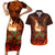 Samoa Siva Afi Festival Couples Matching Short Sleeve Bodycon Dress and Hawaiian Shirt Fire Knife Dancing LT05 Green - Polynesian Pride