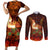 Samoa Siva Afi Festival Couples Matching Short Sleeve Bodycon Dress and Long Sleeve Button Shirt Fire Knife Dancing LT05 Green - Polynesian Pride