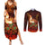 Samoa Siva Afi Festival Couples Matching Summer Maxi Dress and Long Sleeve Button Shirt Fire Knife Dancing LT05 Green - Polynesian Pride