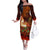 Samoa Siva Afi Festival Family Matching Off Shoulder Long Sleeve Dress and Hawaiian Shirt Fire Knife Dancing LT05 Mom's Dress Green - Polynesian Pride