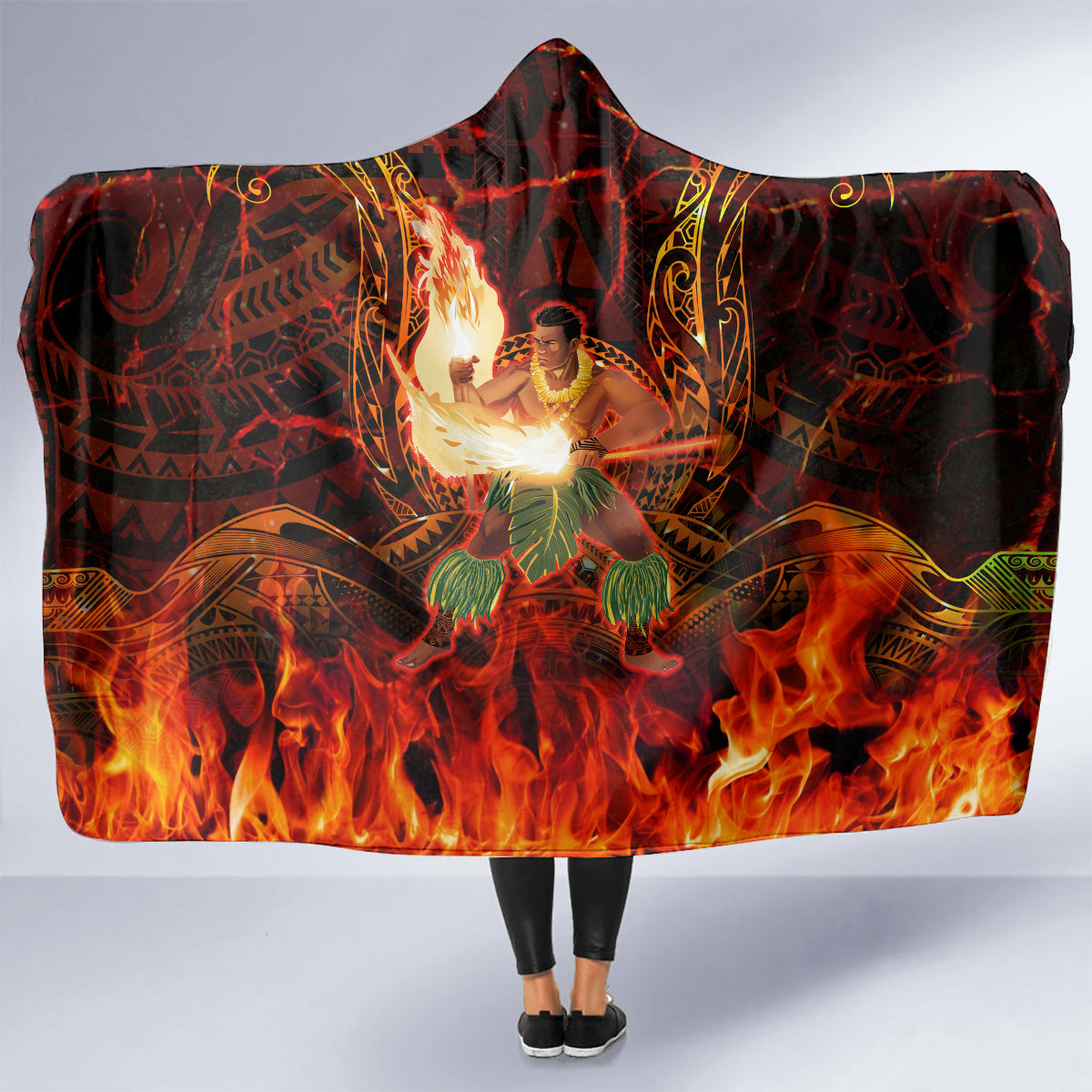 Samoa Siva Afi Festival Hooded Blanket Fire Knife Dancing LT05 - Polynesian Pride