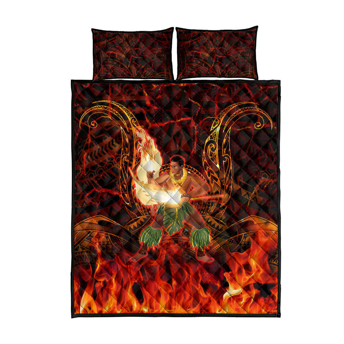 Samoa Siva Afi Festival Quilt Bed Set Fire Knife Dancing LT05 - Polynesian Pride
