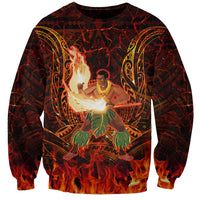 Samoa Siva Afi Festival Sweatshirt Fire Knife Dancing LT05 Unisex Green - Polynesian Pride