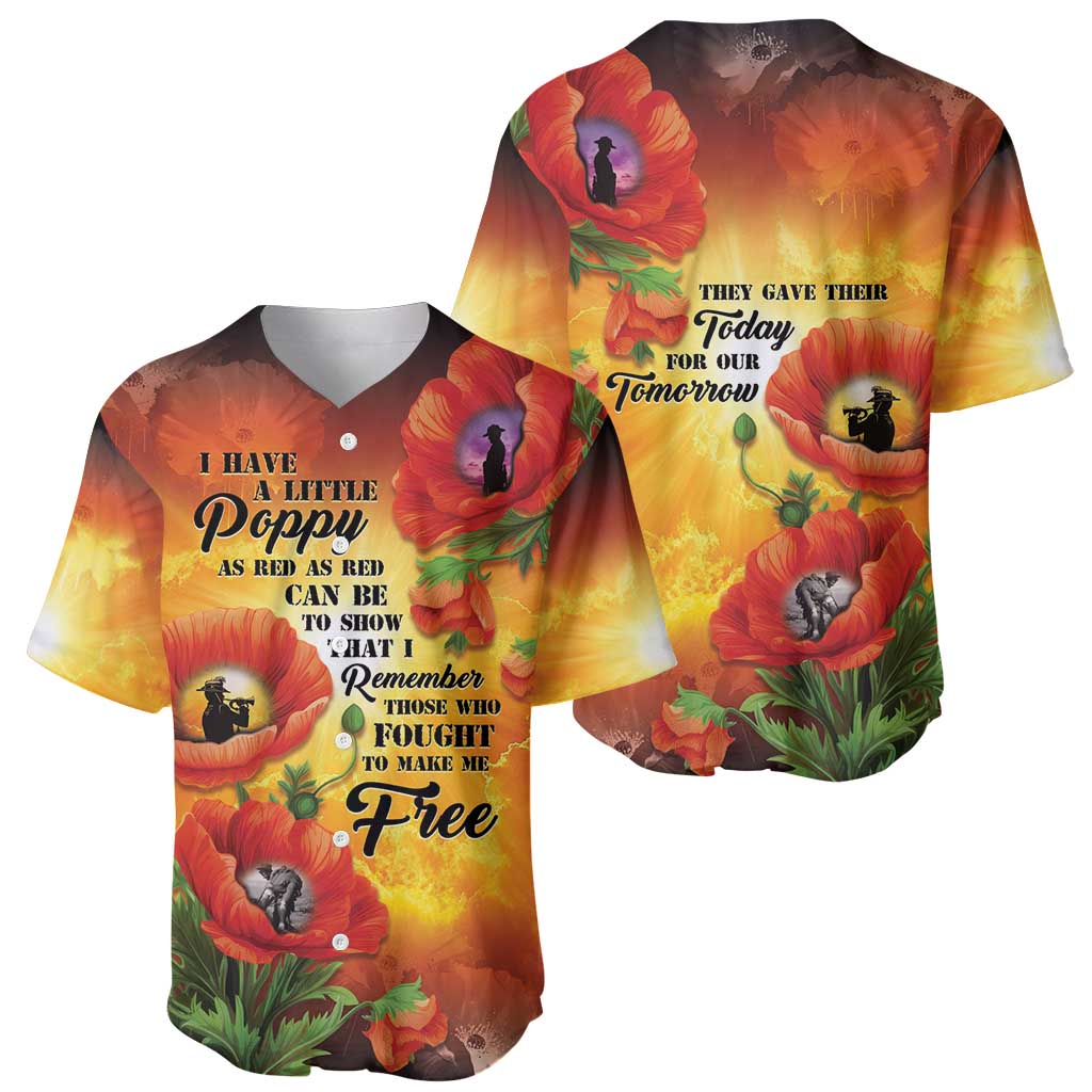 ANZAC Day Red Poppy Baseball Jersey Honoring The ANZAC Spirit LT05 - Polynesian Pride