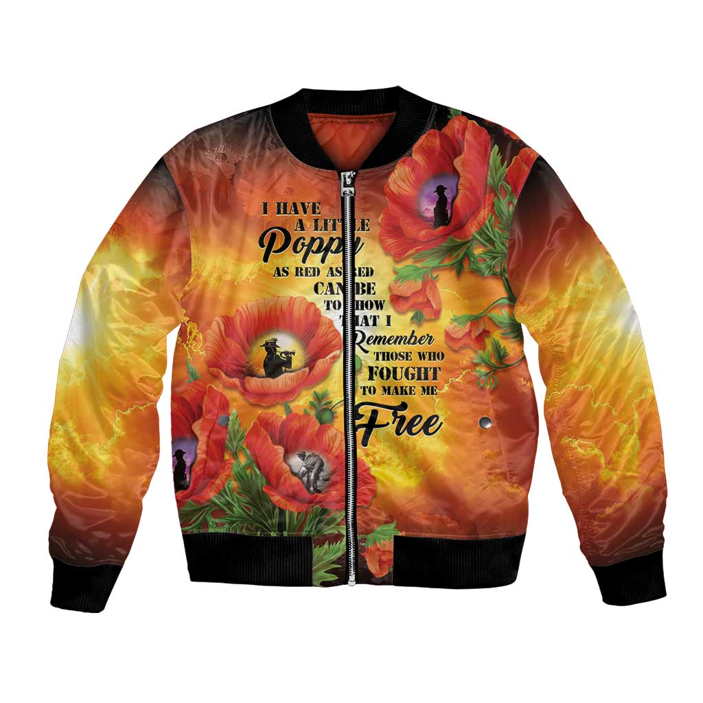 ANZAC Day Red Poppy Bomber Jacket Honoring The ANZAC Spirit LT05 Unisex Orange - Polynesian Pride
