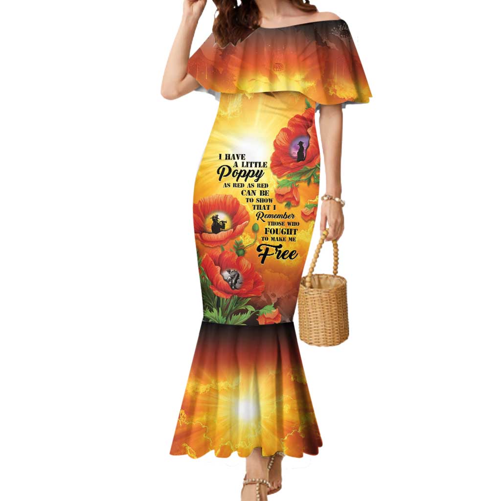 ANZAC Day Red Poppy Mermaid Dress Honoring The ANZAC Spirit