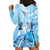 Aotearoa Maori Wahine Hoodie Dress Fantail Bird Blue Gold Marble