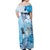 Aotearoa Maori Wahine Off Shoulder Maxi Dress Fantail Bird Blue Gold Marble