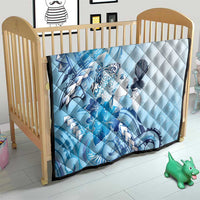 Aotearoa Maori Wahine Quilt Fantail Bird Blue Gold Marble LT05 - Polynesian Pride