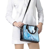 Aotearoa Maori Wahine Shoulder Handbag Fantail Bird Blue Gold Marble LT05 - Polynesian Pride