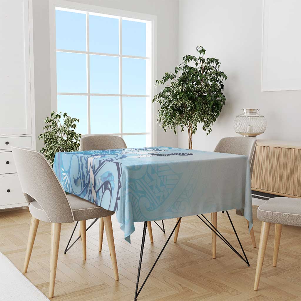 Aotearoa Maori Wahine Tablecloth Fantail Bird Blue Gold Marble LT05 - Polynesian Pride