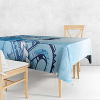 Aotearoa Maori Wahine Tablecloth Fantail Bird Blue Gold Marble LT05 - Polynesian Pride