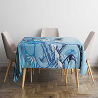 Aotearoa Maori Wahine Tablecloth Fantail Bird Blue Gold Marble LT05 - Polynesian Pride