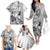 Aotearoa Maori Wahine Family Matching Off The Shoulder Long Sleeve Dress and Hawaiian Shirt Fantail Bird Black Gold Marble