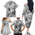 Aotearoa Maori Wahine Family Matching Off The Shoulder Long Sleeve Dress and Hawaiian Shirt Fantail Bird Black Gold Marble