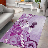 Aotearoa Maori Wahine Area Rug Fantail Bird Purple Gold Marble LT05 - Polynesian Pride