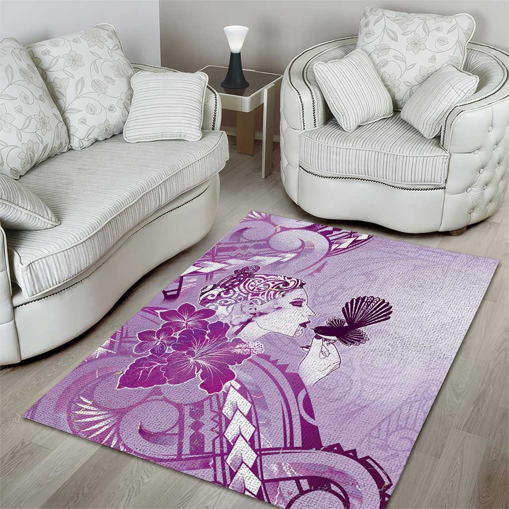Aotearoa Maori Wahine Area Rug Fantail Bird Purple Gold Marble LT05 - Polynesian Pride