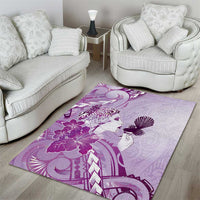 Aotearoa Maori Wahine Area Rug Fantail Bird Purple Gold Marble LT05 - Polynesian Pride