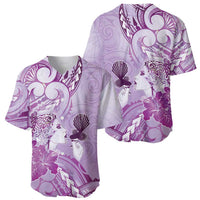 Aotearoa Maori Wahine Baseball Jersey Fantail Bird Purple Gold Marble LT05 - Polynesian Pride