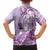 Aotearoa Maori Wahine Family Matching Off The Shoulder Long Sleeve Dress and Hawaiian Shirt Fantail Bird Purple Gold Marble