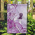 Aotearoa Maori Wahine Garden Flag Fantail Bird Purple Gold Marble