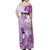 Aotearoa Maori Wahine Off Shoulder Maxi Dress Fantail Bird Purple Gold Marble