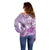 Aotearoa Maori Wahine Off Shoulder Sweater Fantail Bird Purple Gold Marble