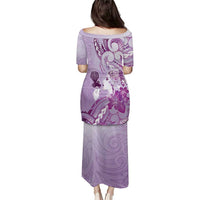 Aotearoa Maori Wahine Puletasi Fantail Bird Purple Gold Marble LT05 - Polynesian Pride