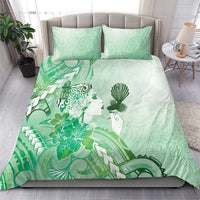 Aotearoa Maori Wahine Bedding Set Fantail Bird Green Gold Marble LT05 - Polynesian Pride