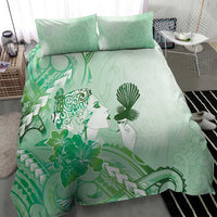 Aotearoa Maori Wahine Bedding Set Fantail Bird Green Gold Marble LT05 - Polynesian Pride