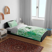 Aotearoa Maori Wahine Bedding Set Fantail Bird Green Gold Marble LT05 - Polynesian Pride