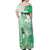 Aotearoa Maori Wahine Off Shoulder Maxi Dress Fantail Bird Green Gold Marble