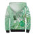 Aotearoa Maori Wahine Sherpa Hoodie Fantail Bird Green Gold Marble