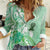 Aotearoa Maori Wahine Women Casual Shirt Fantail Bird Green Gold Marble