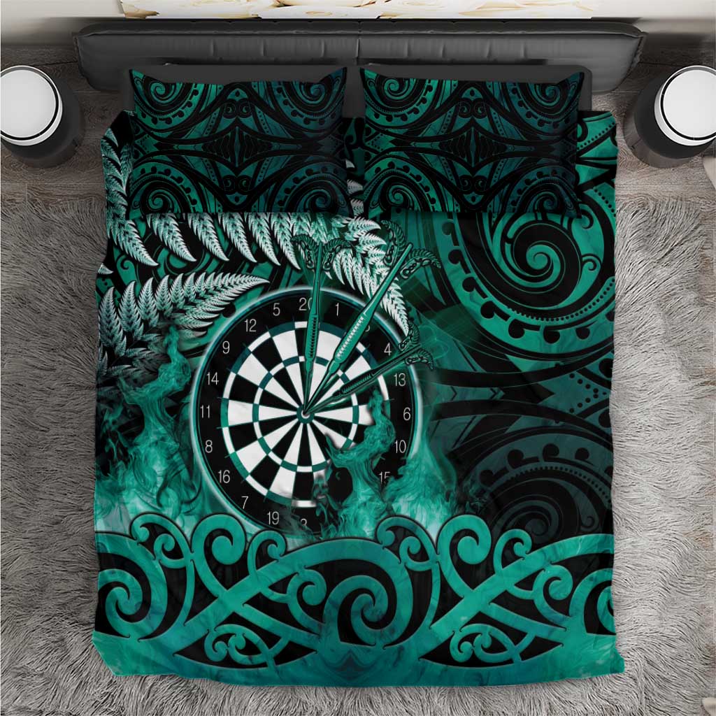 New Zealand Darts Bedding Set Maori Koru Dartboard Turquoise Flame LT05 Turquoise - Polynesian Pride