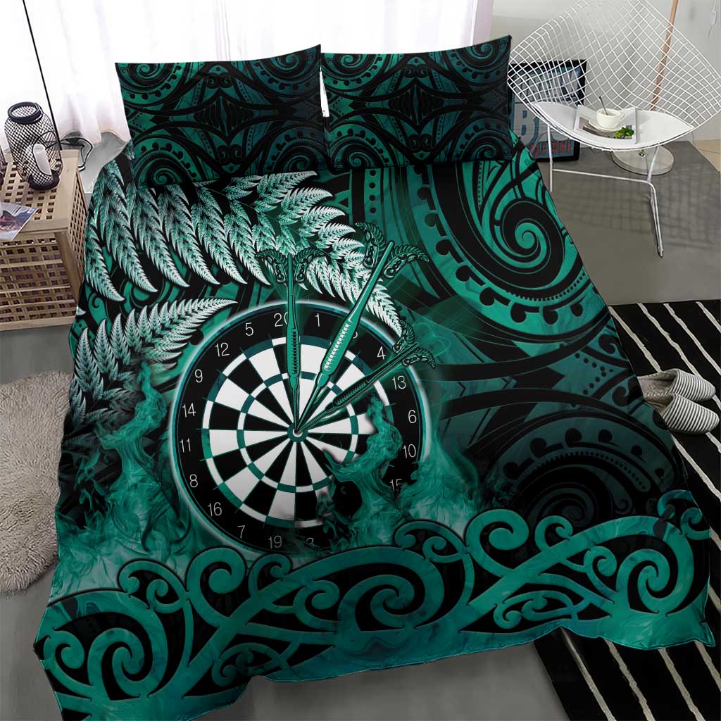 New Zealand Darts Bedding Set Maori Koru Dartboard Turquoise Flame LT05 - Polynesian Pride