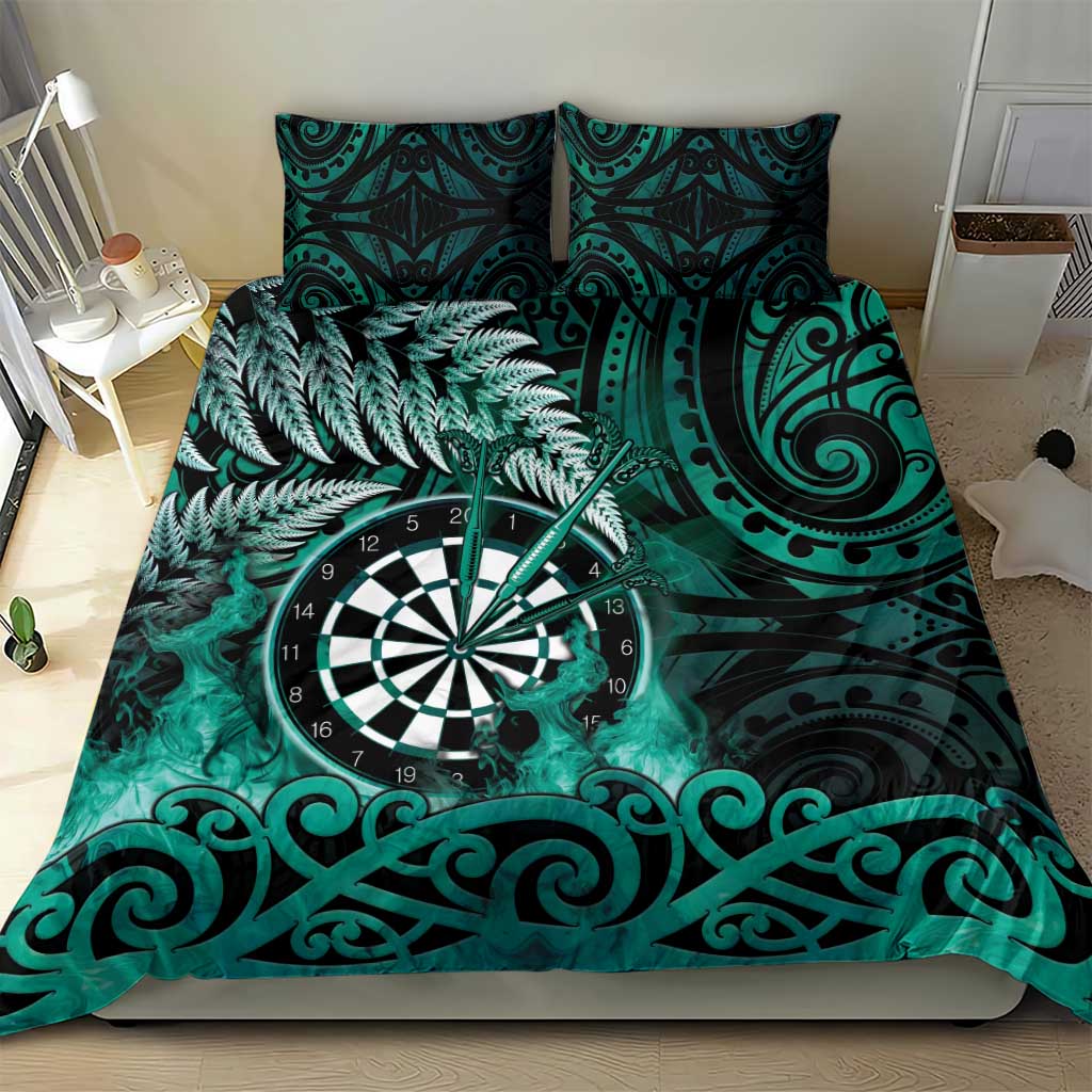 New Zealand Darts Bedding Set Maori Koru Dartboard Turquoise Flame LT05 - Polynesian Pride