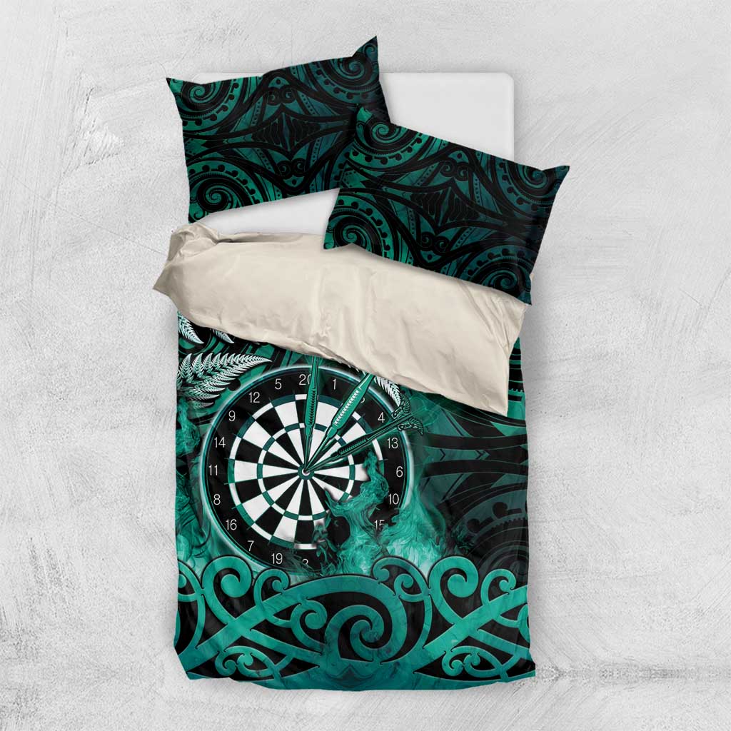 New Zealand Darts Bedding Set Maori Koru Dartboard Turquoise Flame LT05 US Twin 172cm x 218cm Turquoise - Polynesian Pride
