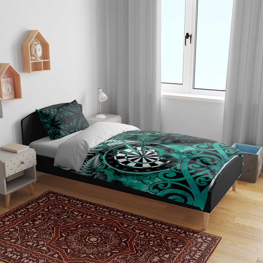 New Zealand Darts Bedding Set Maori Koru Dartboard Turquoise Flame LT05 - Polynesian Pride