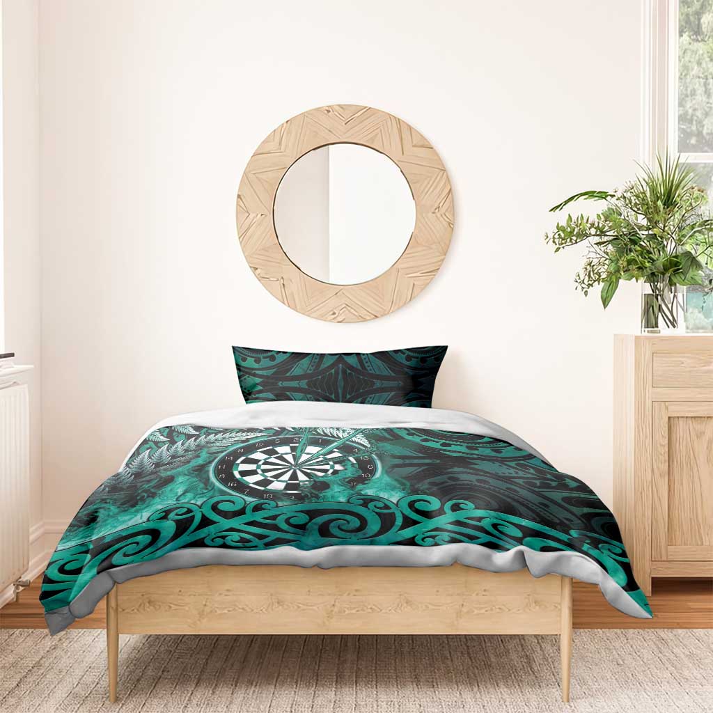 New Zealand Darts Bedding Set Maori Koru Dartboard Turquoise Flame LT05 - Polynesian Pride
