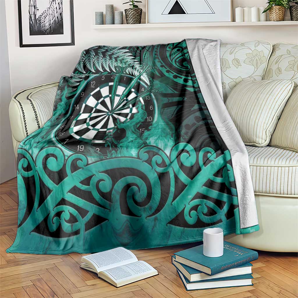 New Zealand Darts Blanket Maori Koru Dartboard Turquoise Flame LT05 Turquoise - Polynesian Pride