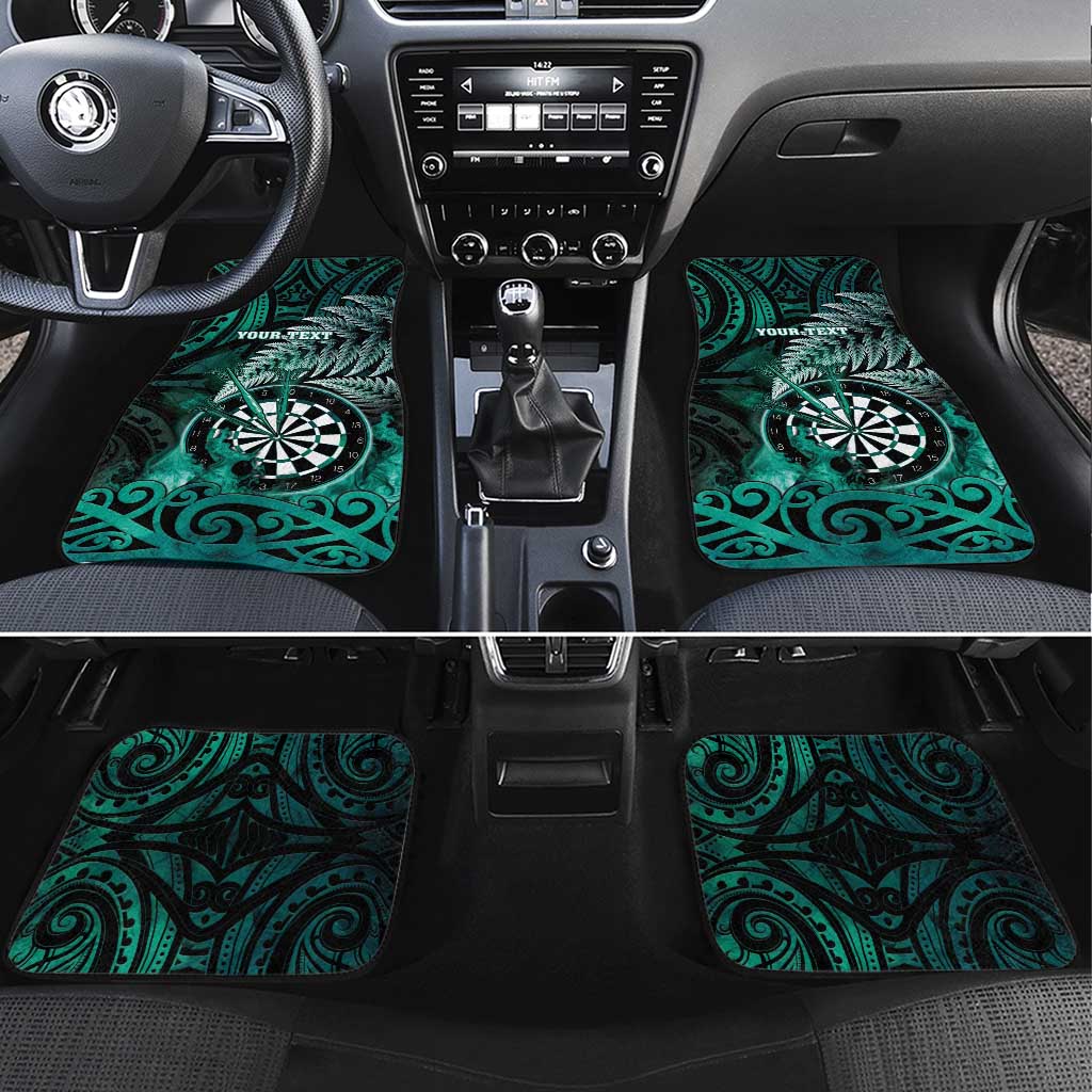 New Zealand Darts Car Mats Maori Koru Dartboard Turquoise Flame LT05 Set 4pcs Turquoise - Polynesian Pride