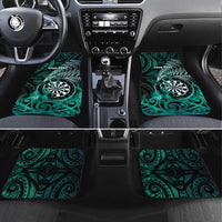 New Zealand Darts Car Mats Maori Koru Dartboard Turquoise Flame LT05 Set 4pcs Turquoise - Polynesian Pride