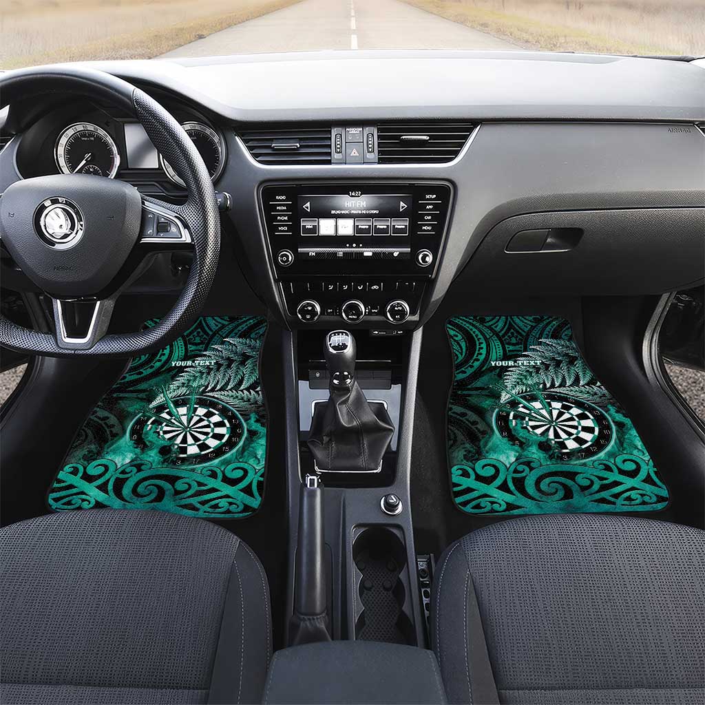 New Zealand Darts Car Mats Maori Koru Dartboard Turquoise Flame LT05 Set 2pcs - Front Turquoise - Polynesian Pride