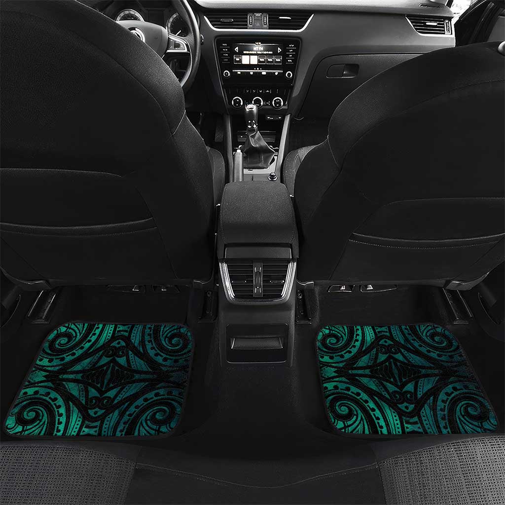 New Zealand Darts Car Mats Maori Koru Dartboard Turquoise Flame LT05 Set 2pcs - Back Turquoise - Polynesian Pride