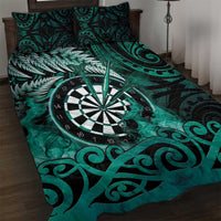 New Zealand Darts Quilt Bed Set Maori Koru Dartboard Turquoise Flame LT05 Turquoise - Polynesian Pride